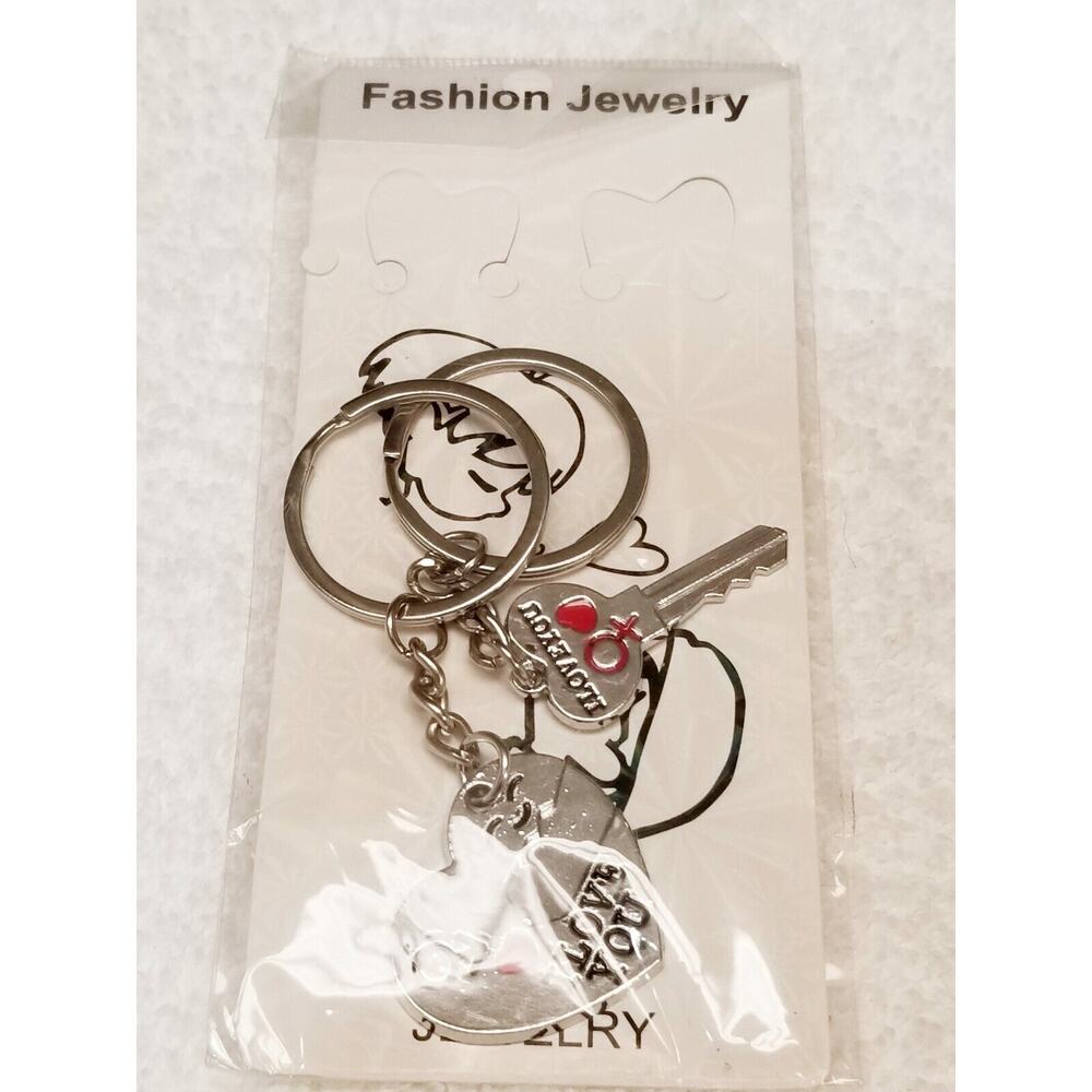 Two keyrings one heart one key I love you 81824